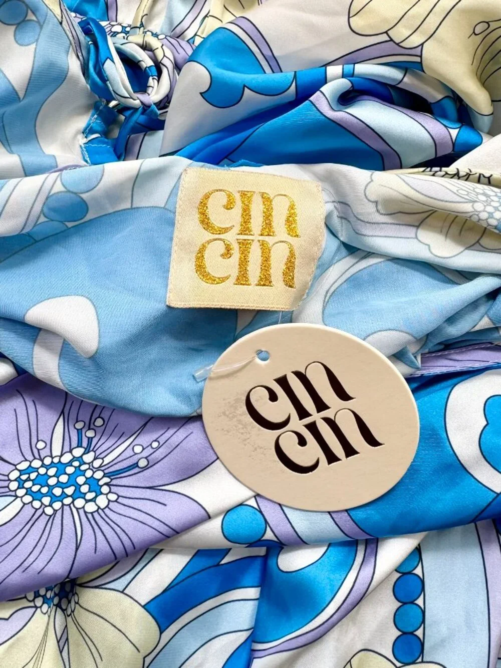 NWT Cin Cin Anemone Silky Maxi Dress in Ocean Medium